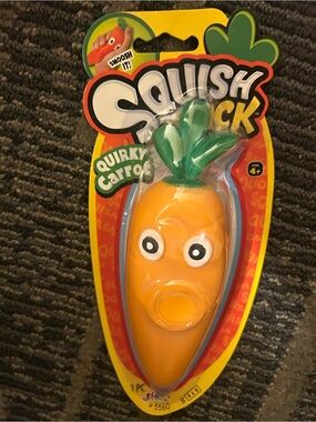 Squish Squeak Quirky Carrot Squeeze Toy - Orange & Green